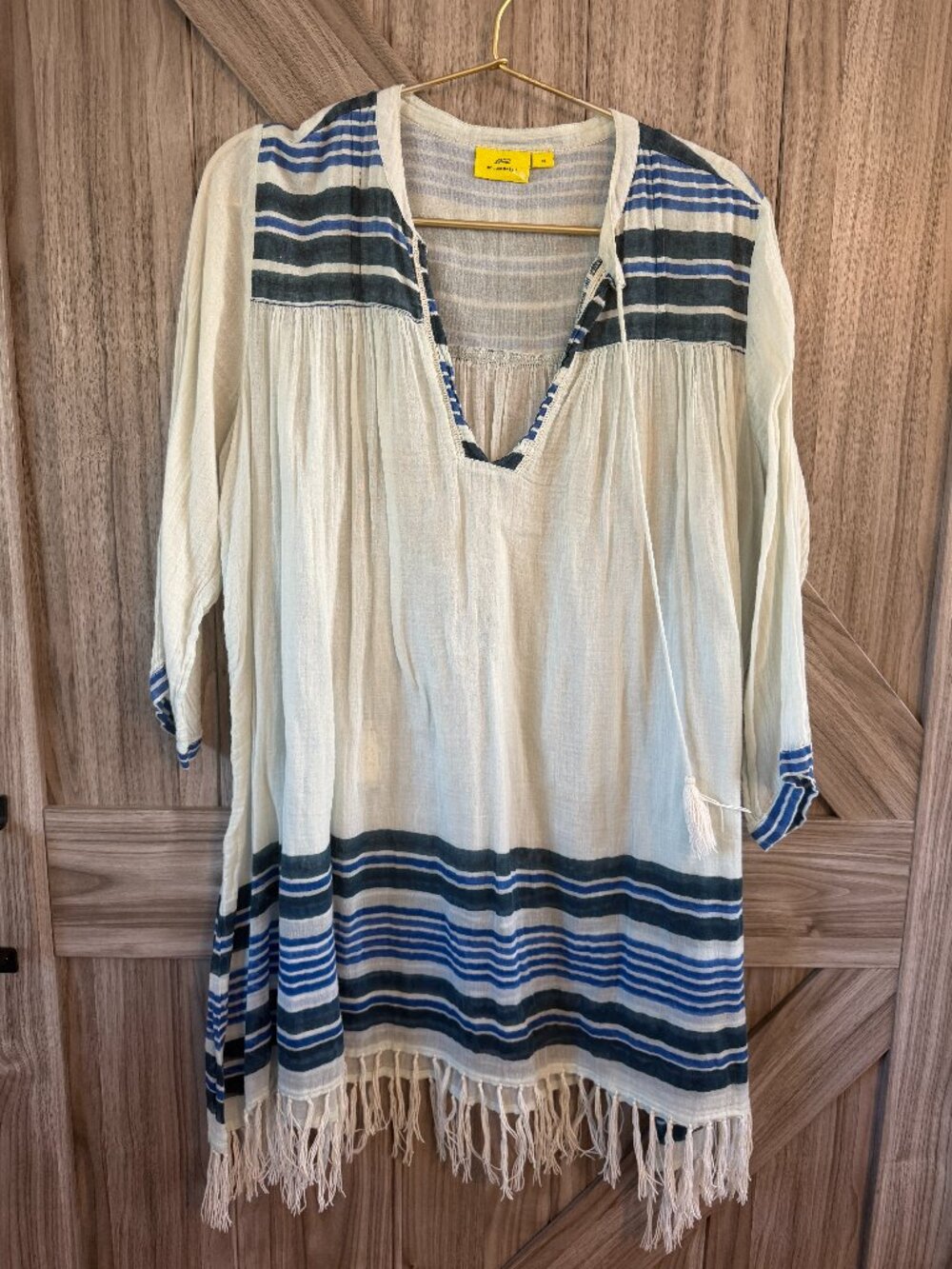 Roller Rabbit Blue Striped Fringe Tunic Dress